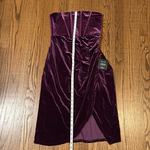 Lulus Strapless Velvet Dress size L dark purple - Picture 9 of 10